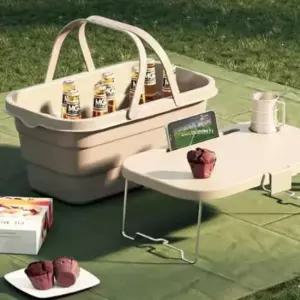 [생활] 테이블 폴딩 다용도 캠핑 수납박스 피크닉 바구니