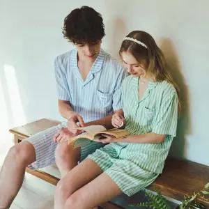 솔브 시원하고 청량한 레이온 스트라이프 커플 파자마