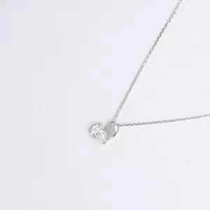 [콩심팥심]시후주얼리 순은 큐빅 쁘띠 반반하트 목걸이 SS062N