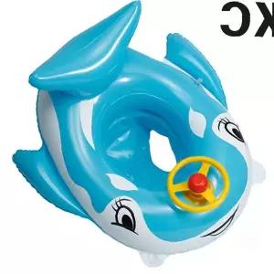 유아 돌고래 보행기 튜브 아기 물놀이 수영 연습 안전 손잡이 등받이 발구멍 풀장