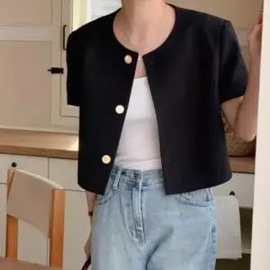 [SBD] 세미크롭 베이직 간절기 아우터 반팔 자켓 여성