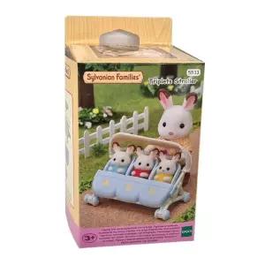 실바니안패밀리 세쌍둥이 유모차 아기 동물 인형 피규어 역할놀이 장난감 생일 선물