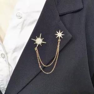 별체인 남자 무대의상 브로치 정장 카라핀 셔츠