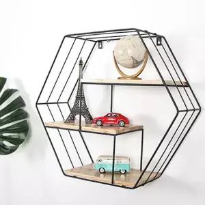 인테리어 헥사곤 3단 벽선반 벽선반 철제선반 인테리어선반 인테리어벽선반 거실선반