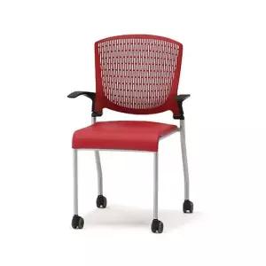 알파고정쿠션-레드.레드레쟈 학생의자 사무용의자 고정의자 컴퓨터의자 다용도의자