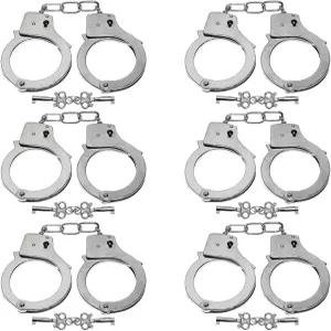 리버티 열쇠가 달린 헤비 듀티 금속 수갑 수입 6팩 스테인리스 스틸 벌크 핸드 액세서리 용품 파티에서