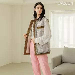 [크레송]핑크 여성 클래식 트위드베스트 C211VT01A_PK