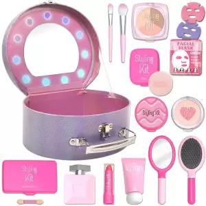 R 스타일링 메이크업 거울 핸드백 키트 핑크 (분홍) 598103 화장품 뷰티박스 공주 미용 놀이