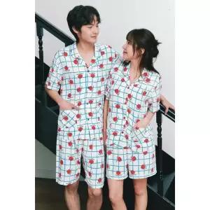 [솔브] 정상 레이온 토마토 체크나염 커플 파자마 SPA2602M SPA2602W T_P421315016