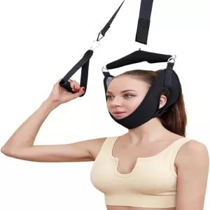 가정용 목 견인 장치 조절 가능한 스트랩이 있는 도어 위 경추 불편함과 뻣뻣함을 위한 휴대용 스트레칭기
