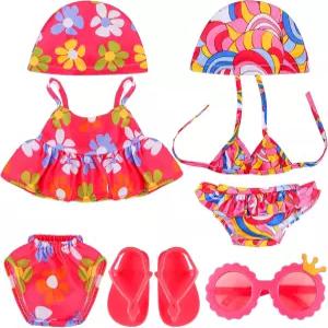 카자이아 8개 인형 옷 18인치 및 액세서리 드레스 플립 플롭 모자 의상 수영복 러블리