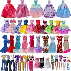 11.5인치 소녀 인형 의상을 위한 19개 옷 및 액세서리 스타일리시한 드레스 3벌 상의 4벌 바지 이브닝