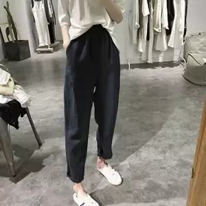 여성 4컬러 여름 절개포인트 허리밴딩 린넨 배기팬츠 (HSJ-WFI9LYM)