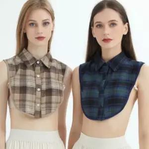 카라 체크 레이어드 클래식 셔츠 페이크 넥케이프