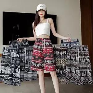 여성 코끼리무늬 밴딩 4부 통반바지 여름반바지 5컬러 (HSJ-WEBFCBE)