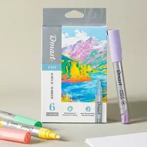 아크릴 마카 파스텔 6색 전문가용 페인트펜 미술용품 세트