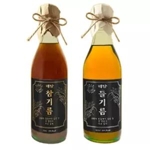해달 저온압착 참기름 350ml 1병 + 들기름 350ml 1병