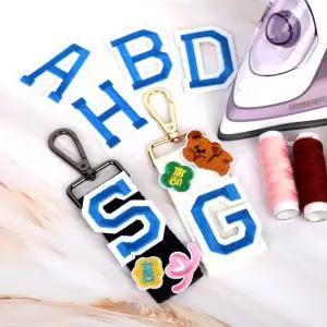 의류리폼 열접착 알파벳 자수 패치 장식 와펜 블루