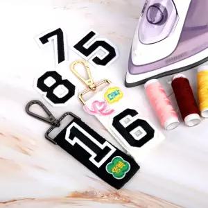 의류 리폼 장식용 숫자 자수패치 열접착 와펜 수선부자재 블랙