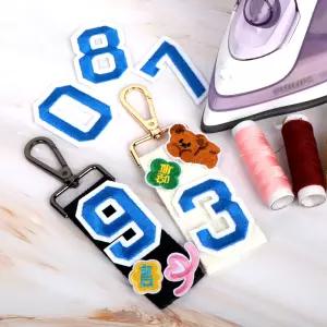 의류리폼 부착형 숫자 자수와펜 열접착 블루