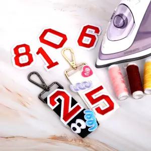 의류 수선용 자수 숫자 와펜 열접착 패치 레드