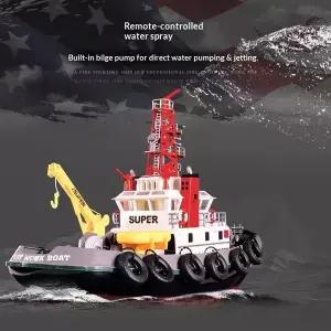 생활 수집품 Henglong 3810 원격 조종 스피드보트  어린이용 고속 무선 전기 소방선 모델 소년용 수상 장난