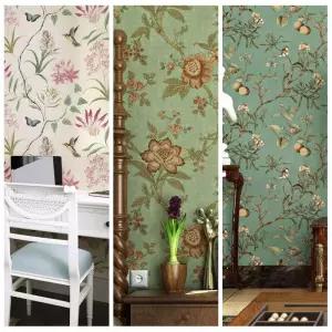 레트로벽지 빈티지벽지 자기접착 브러시 스티커 너비 복고풍인테리어 레트로