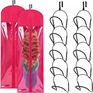 방진 보관 가방이 있는 여러 가발용 블루루 핑크 모자용 방지 절약 걸이 랙 10개 핫 미끄럼 문 정리함