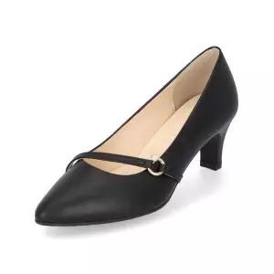 [ELCANTO]엘칸토 몰03 여성 정장구두 소가죽 쿠션 진주링 포인트 사선 스트랩 블랙 펌프스 (S11160416)