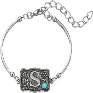 만젠 벨트 버클 팔찌 이니셜 레터 A-Z 웨스턴 소 태그 목걸이 스타일 펜던트