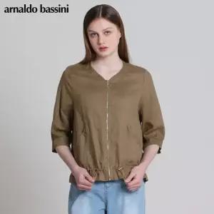 스트링 로우넥 린넨 7부 점퍼