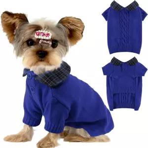 소형견 고양이를 위한 강아지 스웨터 소프트 폴로 풀오버 치와와요키 불독 크리스마스 추운 날씨 반려동물