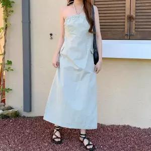 [신세계라이브쇼핑][옷자락] 여자 홀터넥 끈 카고 나일론 롱 원피스