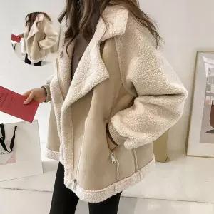 페이크 무스탕 집업자켓 G126822_양털배색