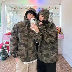 [다잇템] 여자 카모 2WAY 사파리 남자 봄아우터 자크 후드집업