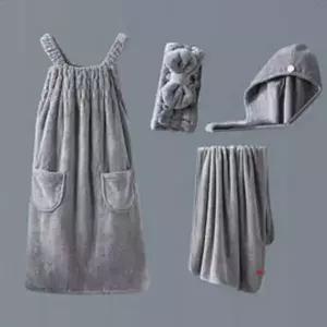 극세사 샤워가운 타월 터번 4종세트 밴딩 도톰 물흡수 골프가운