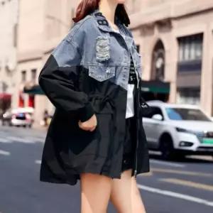 데님점퍼 오버핏 데님 무드 데일리 가죽점퍼 워싱 믹스 빈티지 점퍼 원픽 아우터