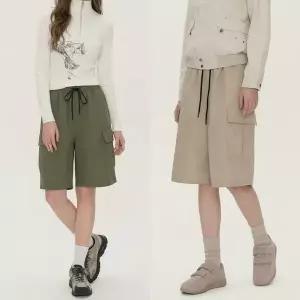 여자 면원단 고무줄 넓은 무릎기장 클래식 건빵 반바지
