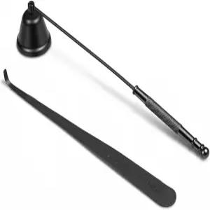 2Pcs 블랙 캔들 소화 세트 안전하게 양초를 꺼낼 수 있는 스테인리스 스틸 심지 및 벨 소화기 가정용