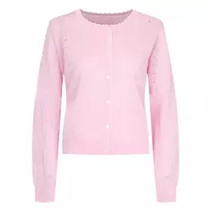 [샵앤] 국산 여성 플라워 펀칭 배색라인 긴팔 가디건 BOM-WCD-21212-핑크