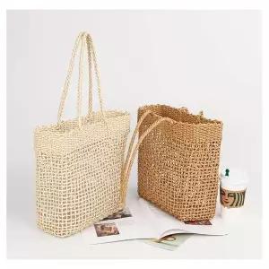 TR41 네추럴 숄더 통스타일 라탄백 비치 그물 토트백