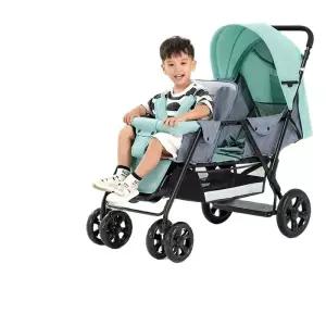 더블 트윈 유모차 2인용 앞뒤 쌍둥이 산책 폴딩 나들이 코코넛 차양막 애완견 양방향