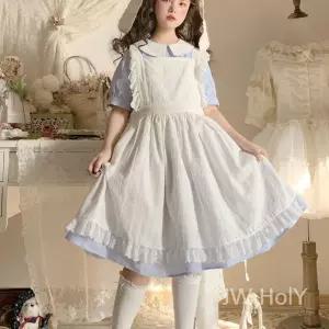 레이스 앞치마 코스튬 소녀드레스 원피스 체크 유럽풍 C1