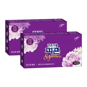 피죤 건조기용 드라이시트, 미스틱레인, 120매, 2개