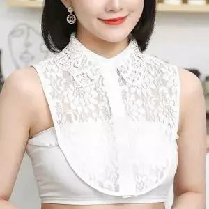 레이스 카라 넥페이크 셔츠 펀칭 넥케이프 화이트 아이템 WFJ68JU