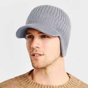 귀도리 이어플랩 그레이 니트썬캡 겨울 방한 일체형 WFJ68EE