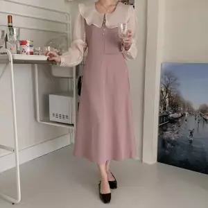 [신세계라이브쇼핑][옷자락] 여자 프릴 카라넥 허리 스트랩 로맨틱 롱 원피스