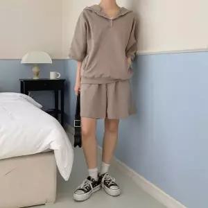 [신세계라이브쇼핑][옷자락] 여자 쓰리버튼 절개 포인트 후드 반바지 세트