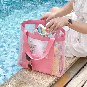 (큰손할인) 토트백 메쉬 가방 그물 비치백 바캉스룩