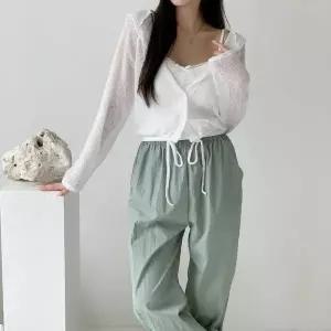 [하프클럽/다잇템]여자 골지 V넥 끈 레이스 리본 나시